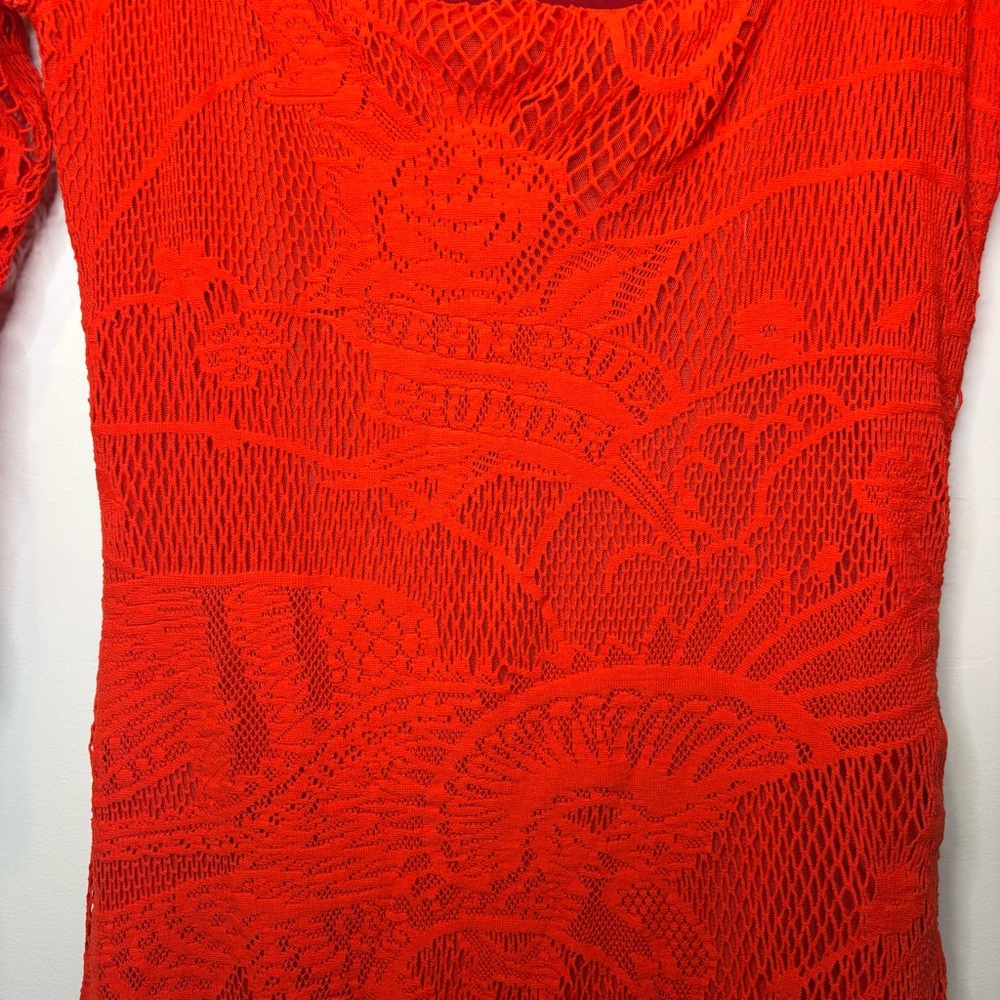 Vintage Jean Paul Gaultier Soleil Red Lace Dress size large - Picture 3 of 10
